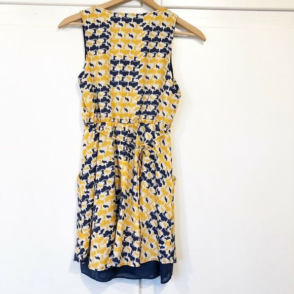 LIVING DOLL vintage yellow blue pocket dress M - Picture 6 of 8